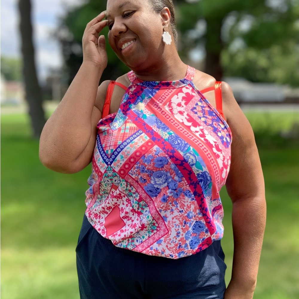 Vibrant Patterned Halter Top - Picture 2 of 4